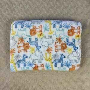 Baby Starters Blue Zebra Giraffe Lion Blanket Elephant White Gray Orange Animals